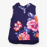 Sleeveless Top Navy Bright Floral Collared
