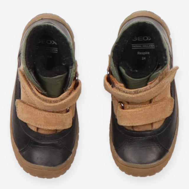 Boots navy brown green velcro