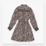 Floral Paisley Long Sleeve Shirt Dress Black Multi