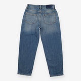 Straight Leg Jeans Mid Blue Faded Wash Denim