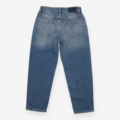 Straight Leg Jeans Mid Blue Faded Wash Denim