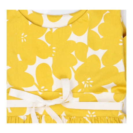 Yellow and White Floral Fit and Flare Midi Dress
