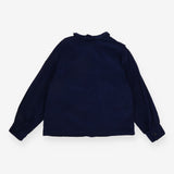 Blouse blue cord LS frill