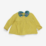 Tunic top jersey LS yellow spot duck collar 