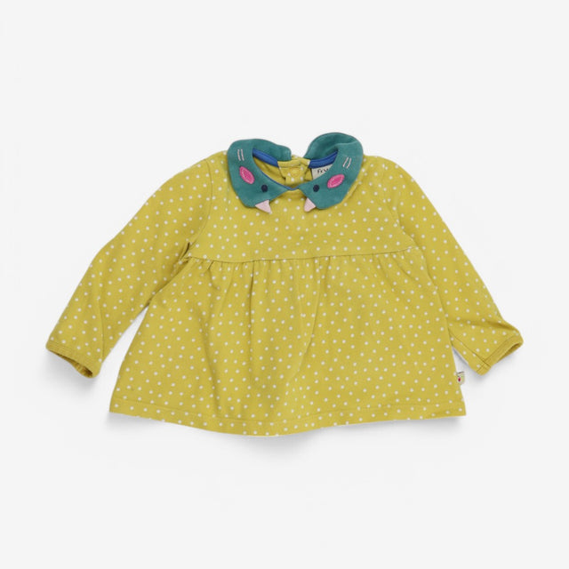Tunic top jersey LS yellow spot duck collar 