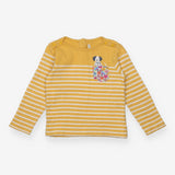 T-Shirt Yellow Striped Long Sleeve Dog Pocket