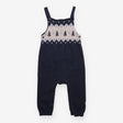 Dungarees blue xmas trees knitted