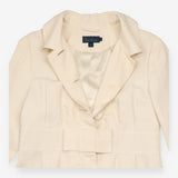 Ivory Silk-Linen Bow-Waist Occasion Coat