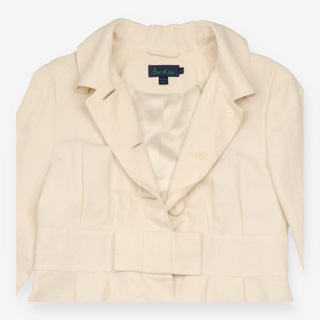 Ivory Silk-Linen Bow-Waist Occasion Coat
