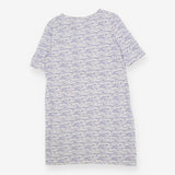 People Tree Organic Cotton White Blue Abstract Str