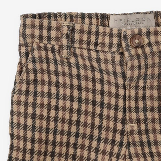Brown Check Pull on Jersey Trouser
