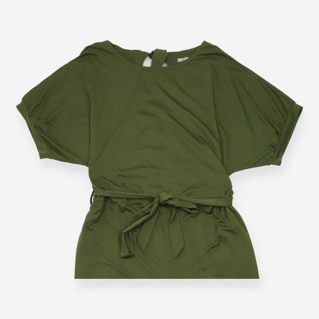 Khaki Green Wide Leg Jersey Batwing Sleeve Jumpsui