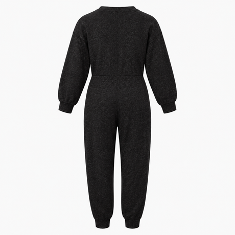 Charcoal Long Sleeve Jersey Tapered Leg Jumpsuit