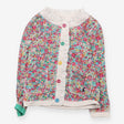Cardigan Jersey Floral Print Frill Neck