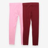 Leggings maroon & pink ribbed 2pk