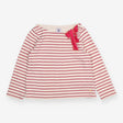Tee LS pink sparkle stripes bow