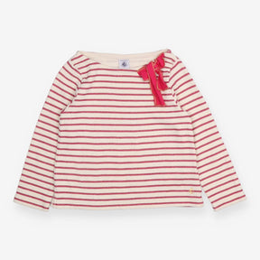 Tee LS pink sparkle stripes bow
