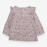 Jersey Dress with ruffled Shoulder and Foxes, Gees