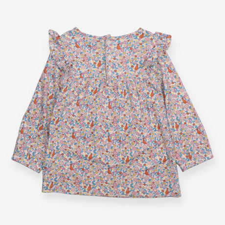 Jersey Dress with ruffled Shoulder and Foxes, Gees