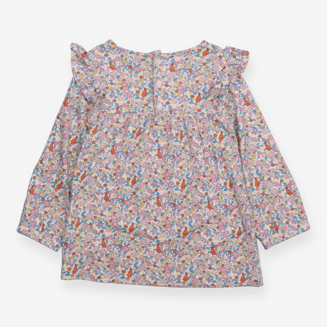 Jersey Dress with ruffled Shoulder and Foxes, Gees