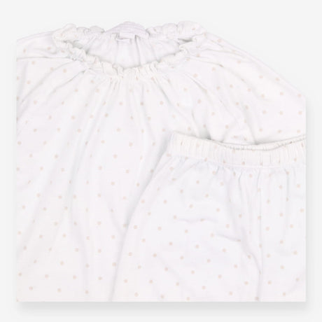 Pyjamas White Frill Neckline Polka Dot