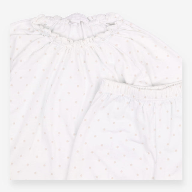 Pyjamas White Frill Neckline Polka Dot