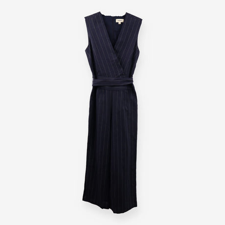 Pinstriped Linen‑Blend Jumpsuit – Joslyn Style