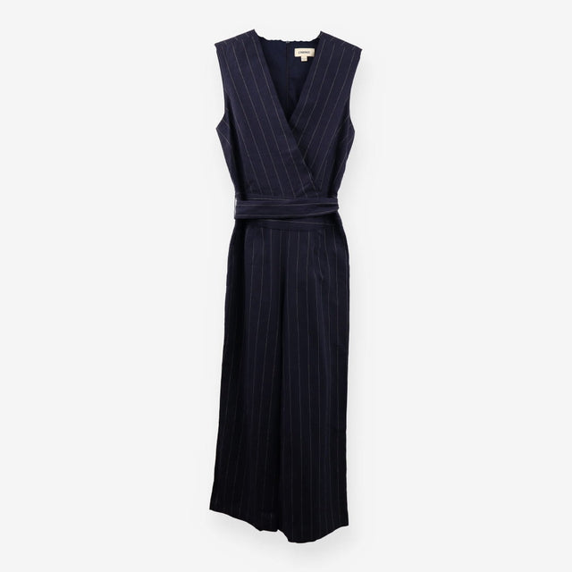 Pinstriped Linen‑Blend Jumpsuit – Joslyn Style