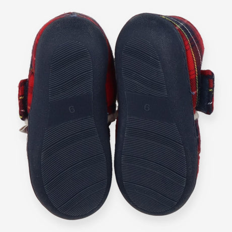 Slippers red and navy tartan