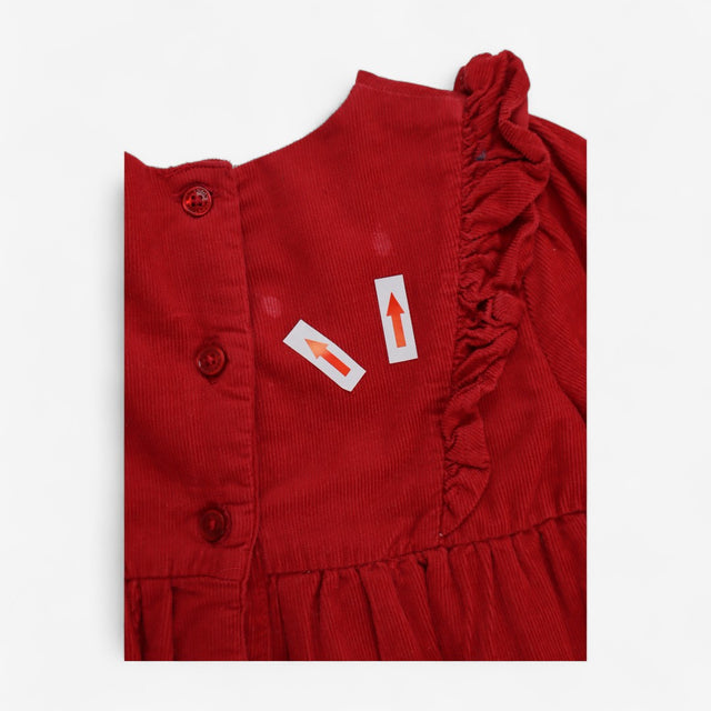 Dress Red Cord with Bunny and Deer Appliques