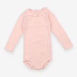 Bodysuit Long Sleeve Pink Collared 