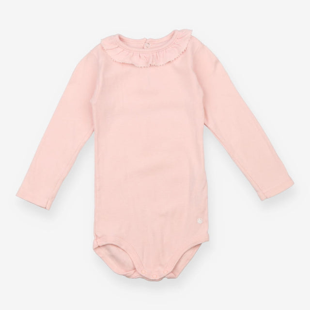 Bodysuit Long Sleeve Pink Collared 