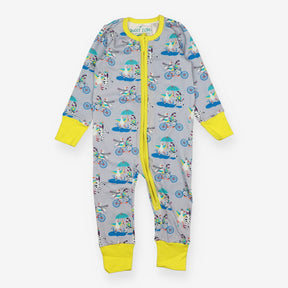 Organic Cotton Ducky Zebra Zip-Up Romper