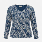 Top Navy Cream Berry Print Organic Cotton Stretch 