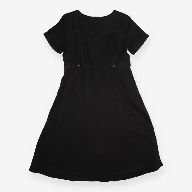 Button Dress Charcoal Grey Contrast Stitch Short S