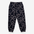 Navy joggers with white bows