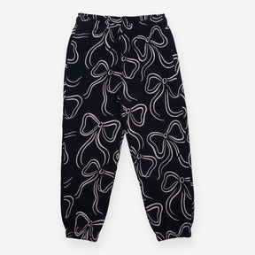 Navy joggers with white bows