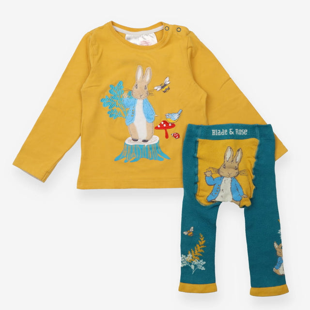 Outfit T-shirt and Knit Legging Teal and Mustard P