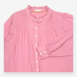 Pintuck Blouse in Mid Pink with Ruffled Collar