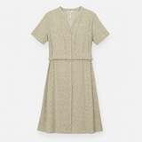 Shirt Dress in Neutral Abstract Spot Print with Ti