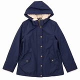 Coat Navy Blue Faux Fur Lined Hooded Parka