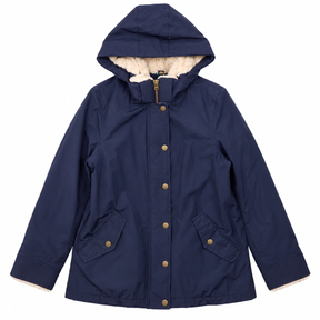 Coat Navy Blue Faux Fur Lined Hooded Parka