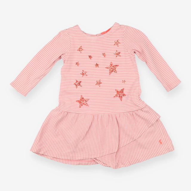 Dress Long Sleeve Pink Striped Sequin Stars