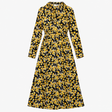 Black & Yellow Floral Long Sleeve Shirt Maxi Dress