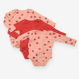 Bodysuit LS orange with apples ribbed 3pc