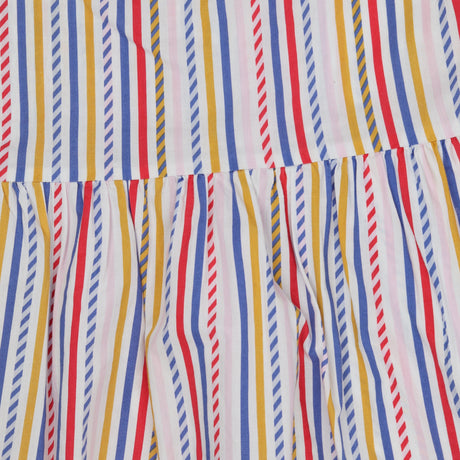Midi Dress Multicolour Nautical Stripe Cotton Tie 