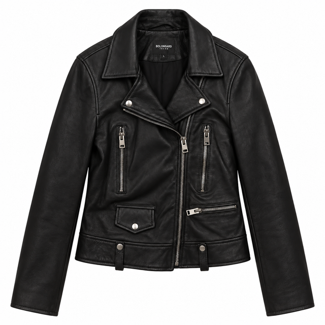 Bolongaro Trevor Jacket Black Sheep Leather Biker