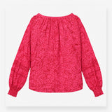 Pink Patterned V-Neck Blouse ECOVERO Viscose