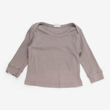 T-shirt long sleeve taupe ribbed