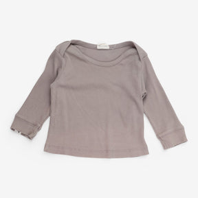 T-shirt long sleeve taupe ribbed